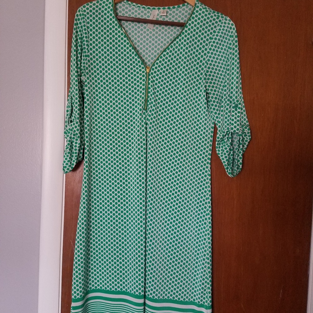 Polka dot dress with gold zip